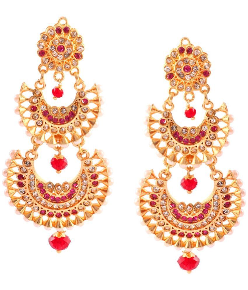     			Jewar Mandi - Red Chandbalis ( Pack of 1 )