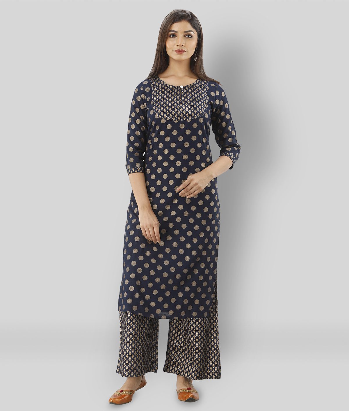     			MAUKA - Navy Straight Rayon Women's Stitched Salwar Suit ( Pack of 1 )