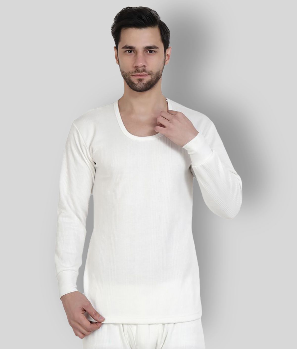     			Zeffit - White Cotton Men's Thermal Tops ( Pack of 1 )