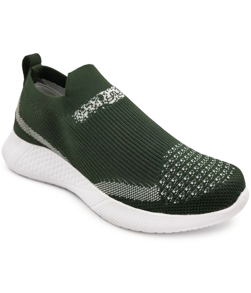 FITMonkey Men Comfortable Running/Sports/Flyknit Slipon Shoes - Olive
