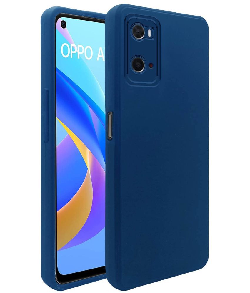     			KOVADO - Blue Cloth Silicon Soft cases Compatible For Oppo A96 ( Pack of 1 )