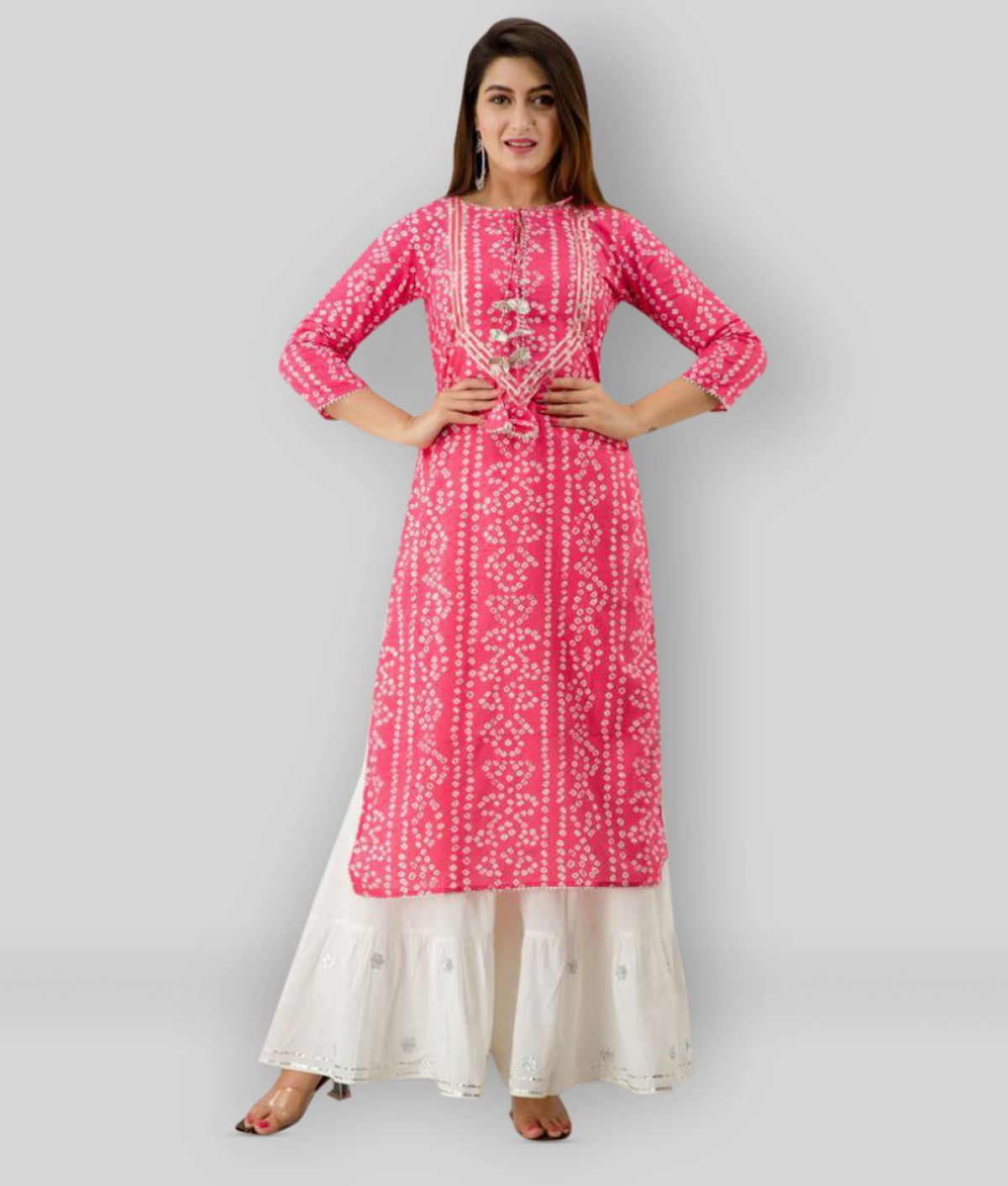     			SVARCHI - Pink Straight Cotton Blend Women's Stitched Salwar Suit ( Pack of 1 )