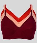 Kiran Enterprises Pack of 3 Cotton Lycra Non Padded Women's Minimizer Bra ( Multi Color )