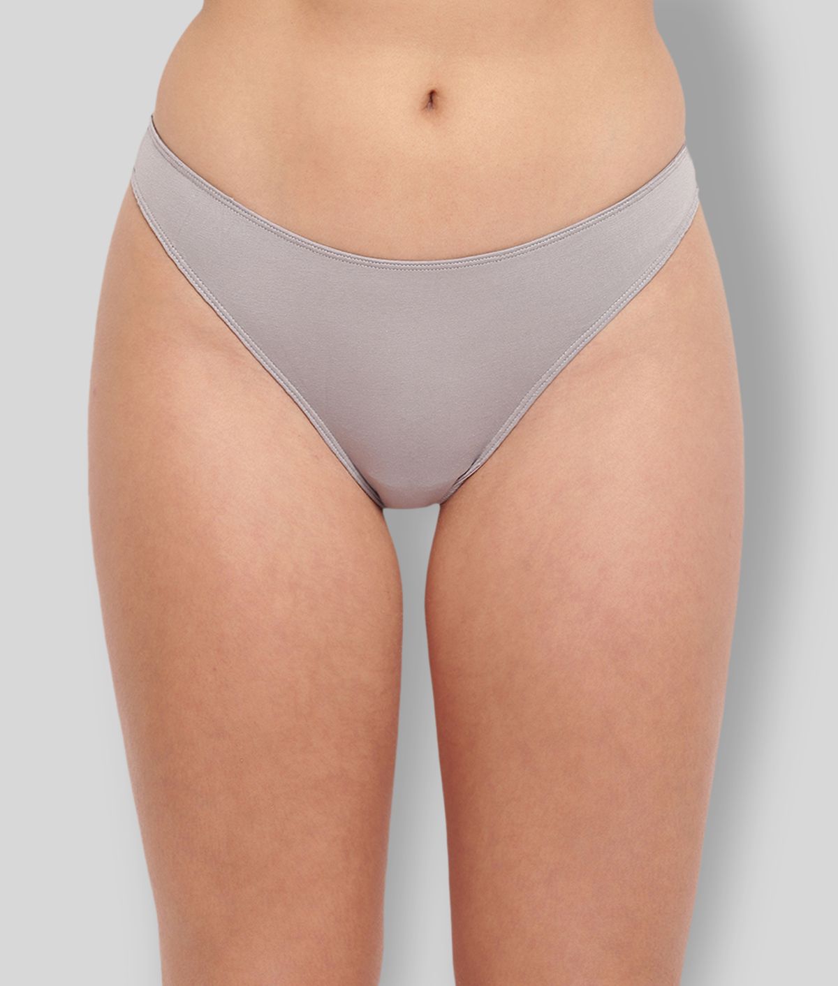     			BASIICS By La Intimo - Light Grey Cotton Blend Solid Women's Thongs ( Pack of 1 )