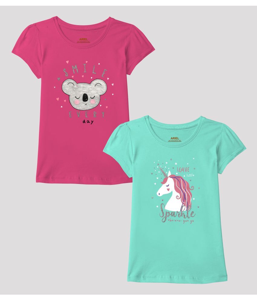     			Ariel - Multicolor Cotton Girls T-Shirt ( Pack of 2 )