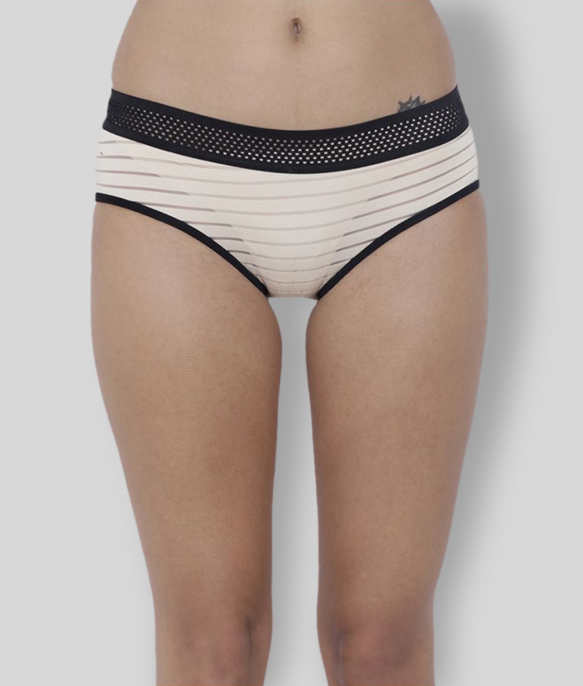     			BASIICS By La Intimo - Beige Polyester Striped Women's Briefs ( Pack of 1 )