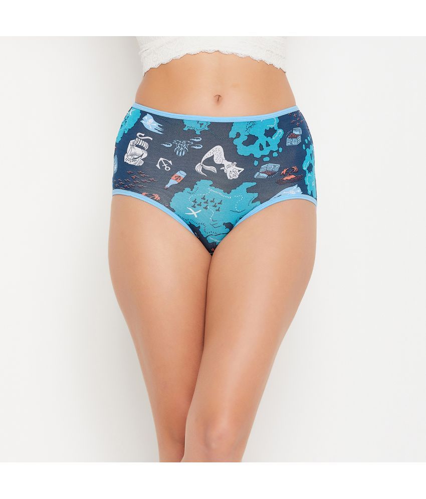     			Clovia - Navy Blue Viscose Printed Women's Briefs ( Pack of 1 )