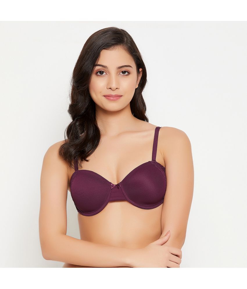     			Clovia Lace Lightly Padded Women's Balconette Bra ( Purple )