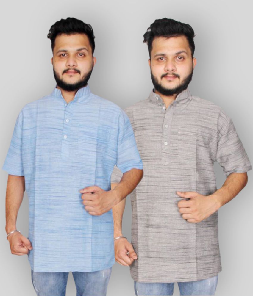     			DESHBANDHU DBK - Multicolor Cotton Men's Regular Kurta ( Pack of 2 )