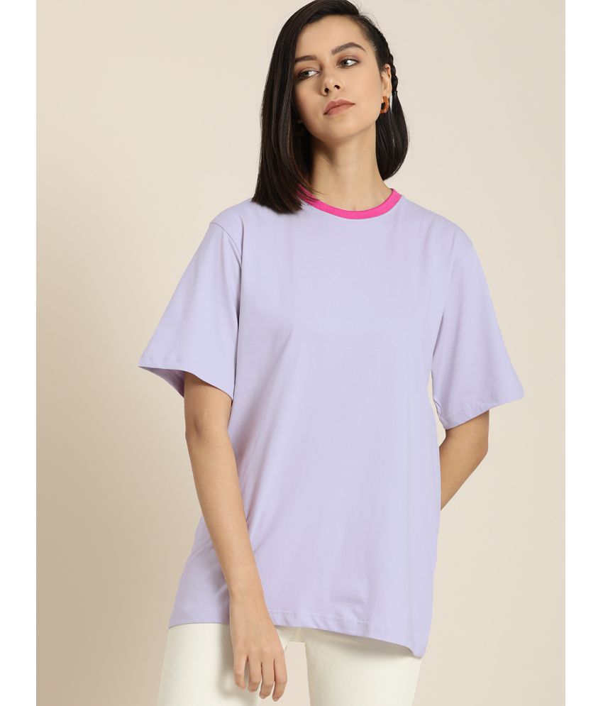     			Difference of Opinion - Lavender Cotton Loose Fit Women's T-Shirt ( Pack of 1 )