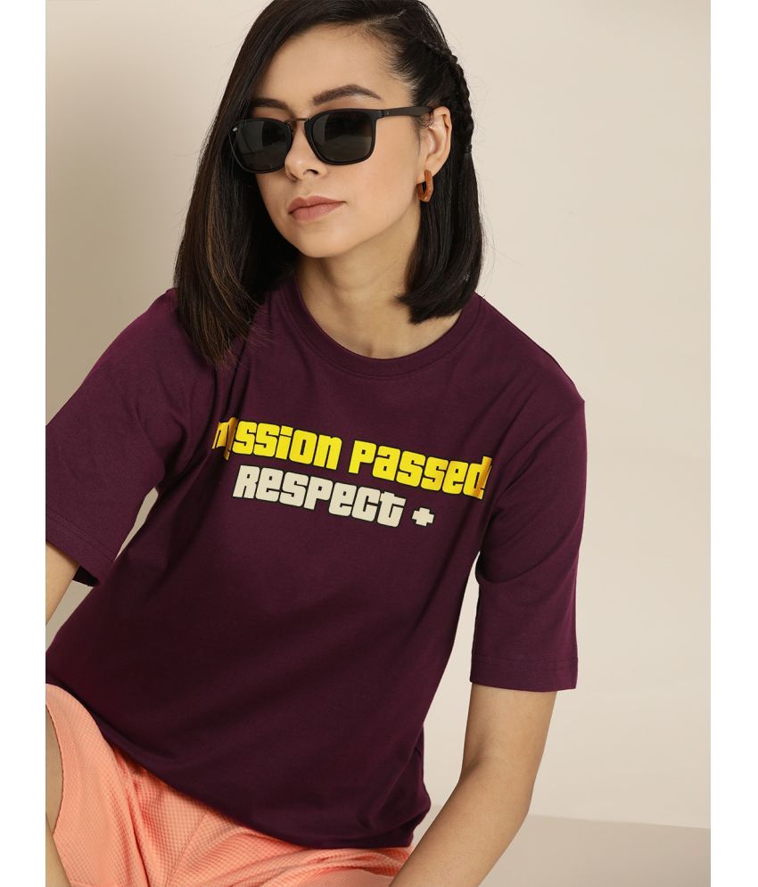     			Difference of Opinion - Wine Cotton Loose Fit Women's T-Shirt ( Pack of 1 )