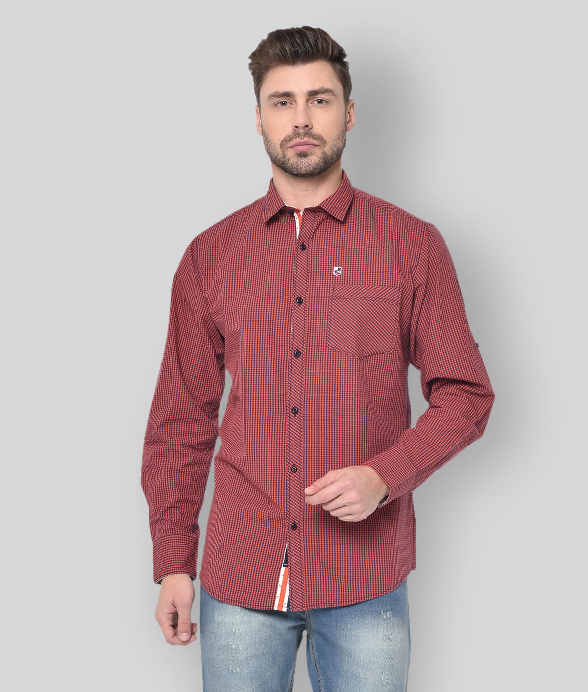     			Duke - Red Cotton Slim Fit Men's Casual Shirt ( Pack of 1 )