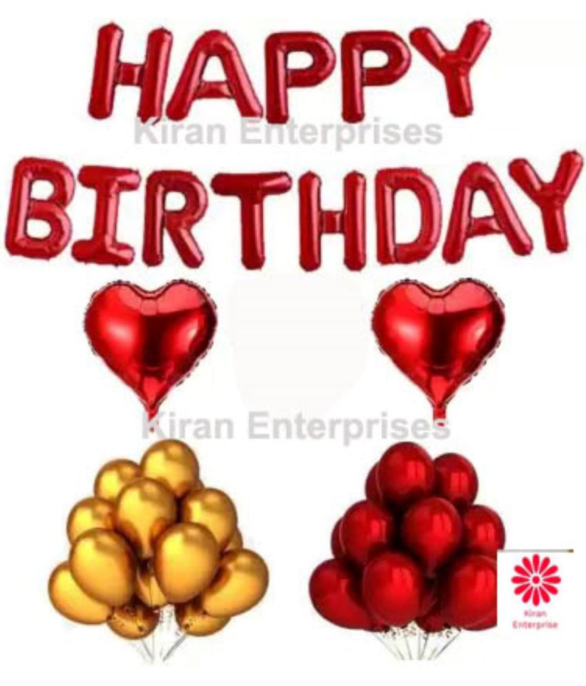     			Kiran Enterprises Foil Letter Balloon ( Red ) + 2 Heart Foil ( Red ) + 30 Metallic Balloon ( Red, Gold )