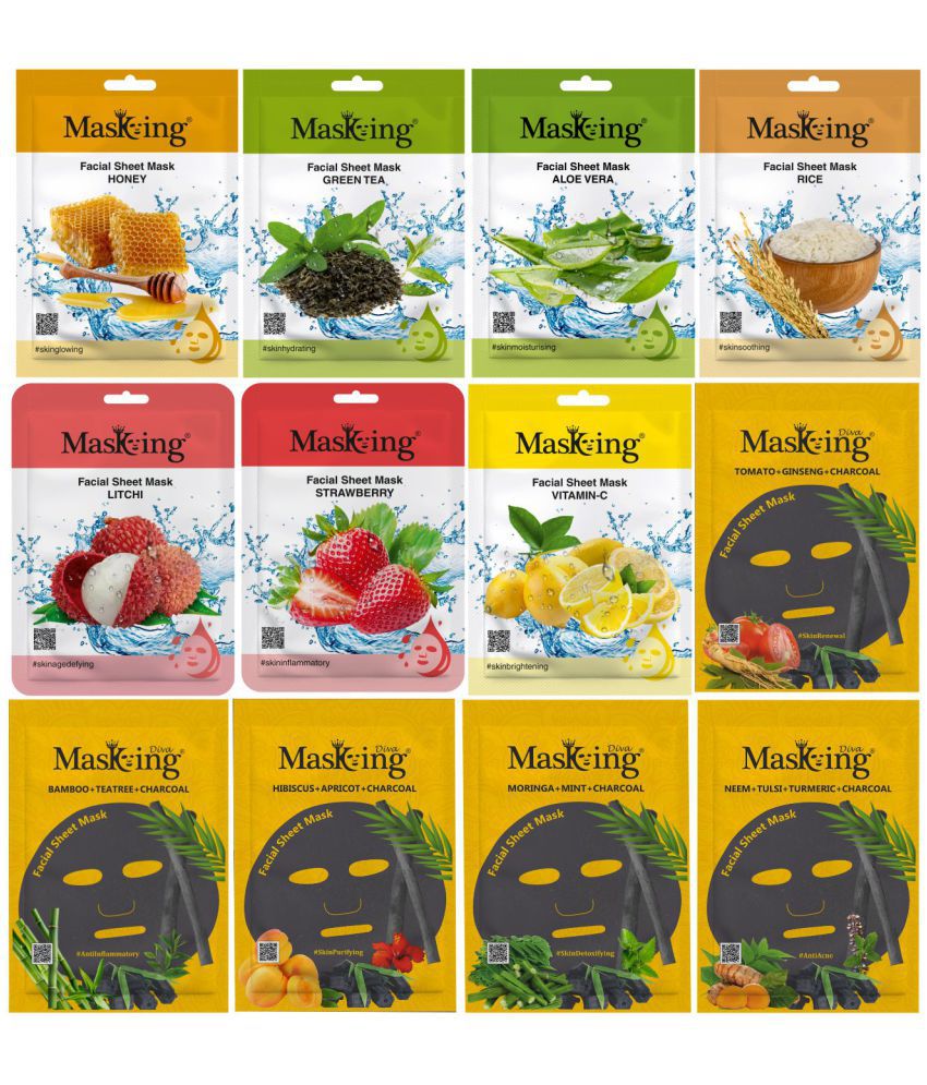     			Masking - Radiant Glow Sheet Mask for All Skin Type ( Pack of 12 )