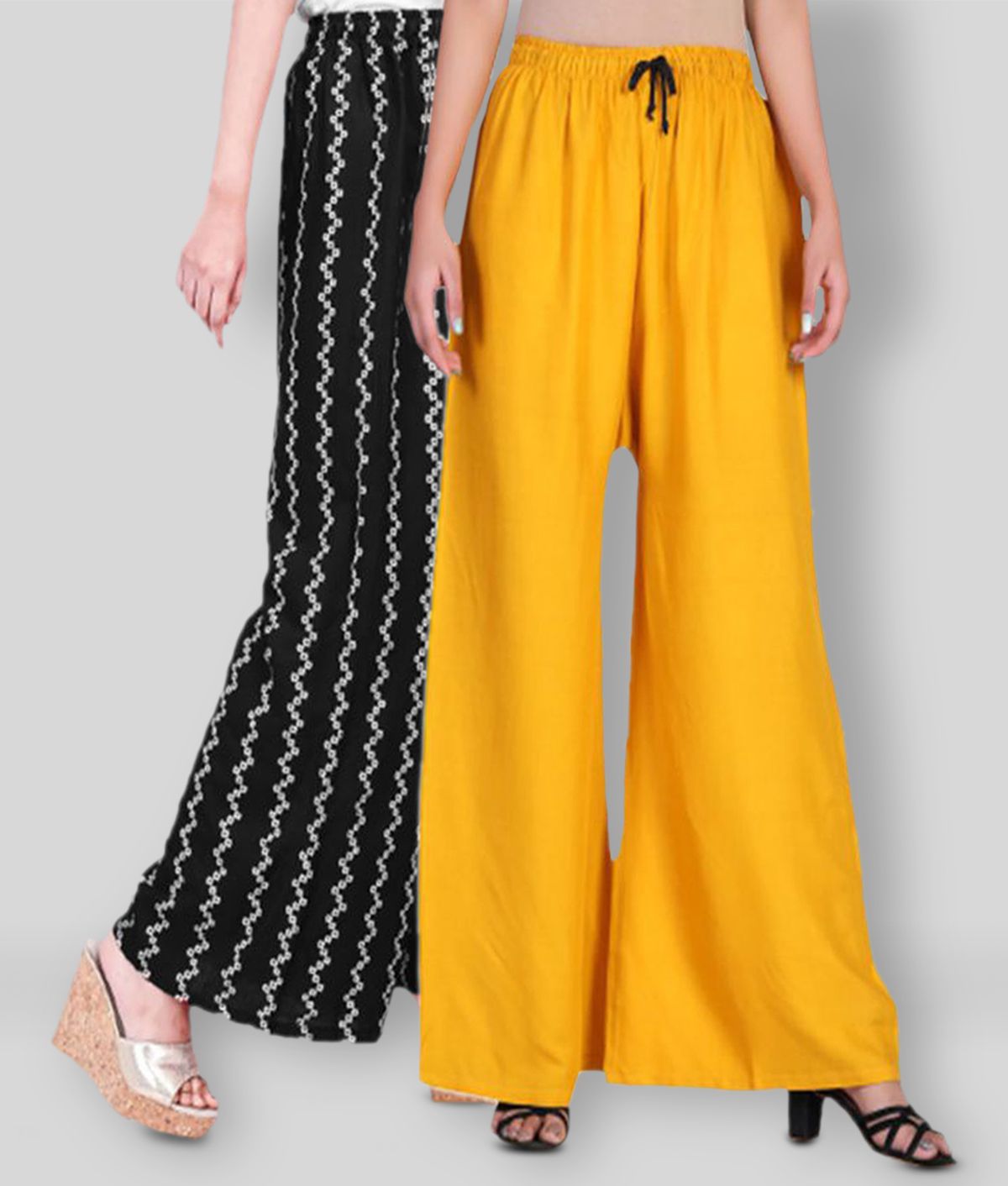     			NISA ART FASHION - Multicolor Rayon Wide Leg Women's Palazzos ( Pack of 2 )