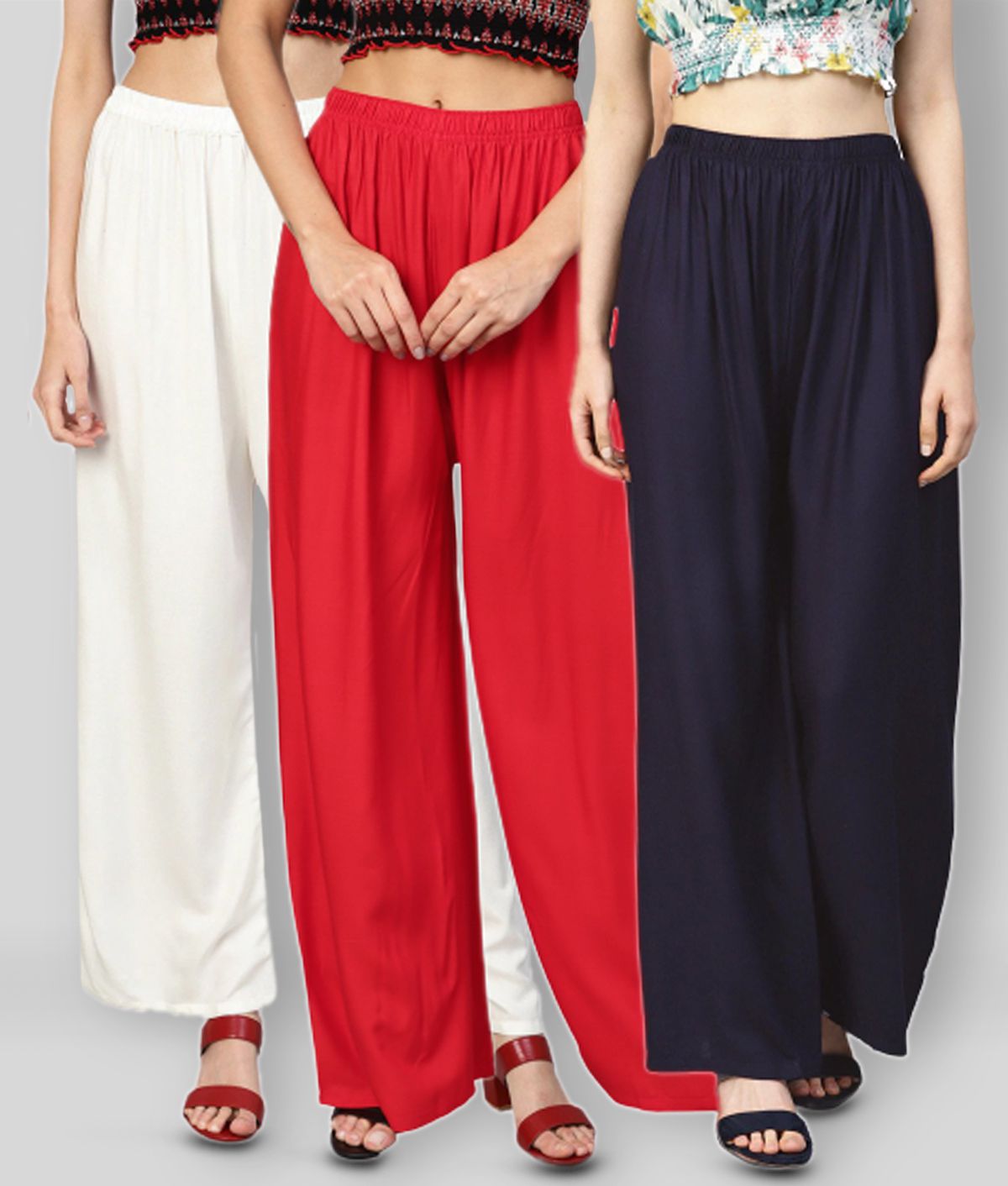     			R L F - Multicolor Rayon Flared Women's Palazzos ( Pack of 3 )