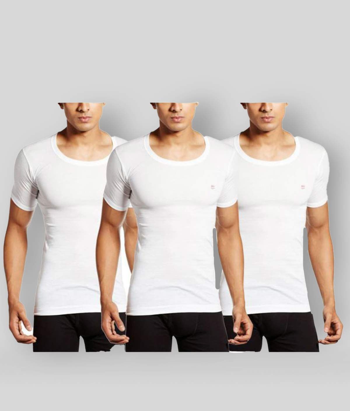     			Rupa - White Cotton Men's Vest ( Pack of 3 )