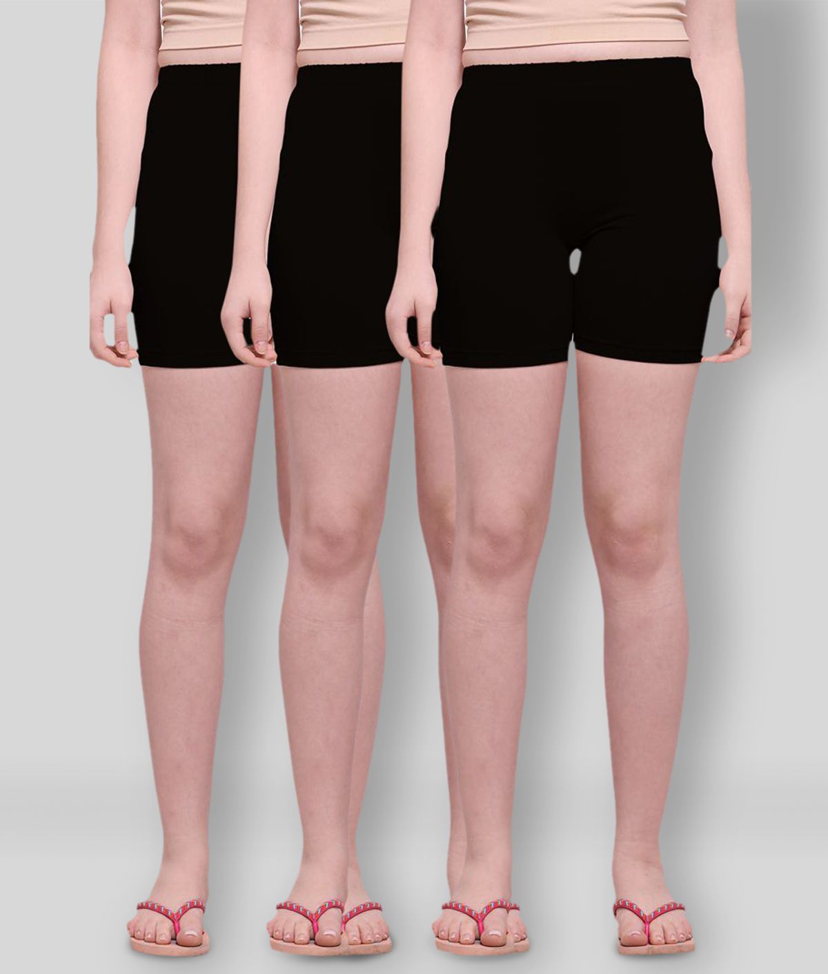 Ziya - Black Cotton Solid Women's Boy Shorts ( Pack of 3 )