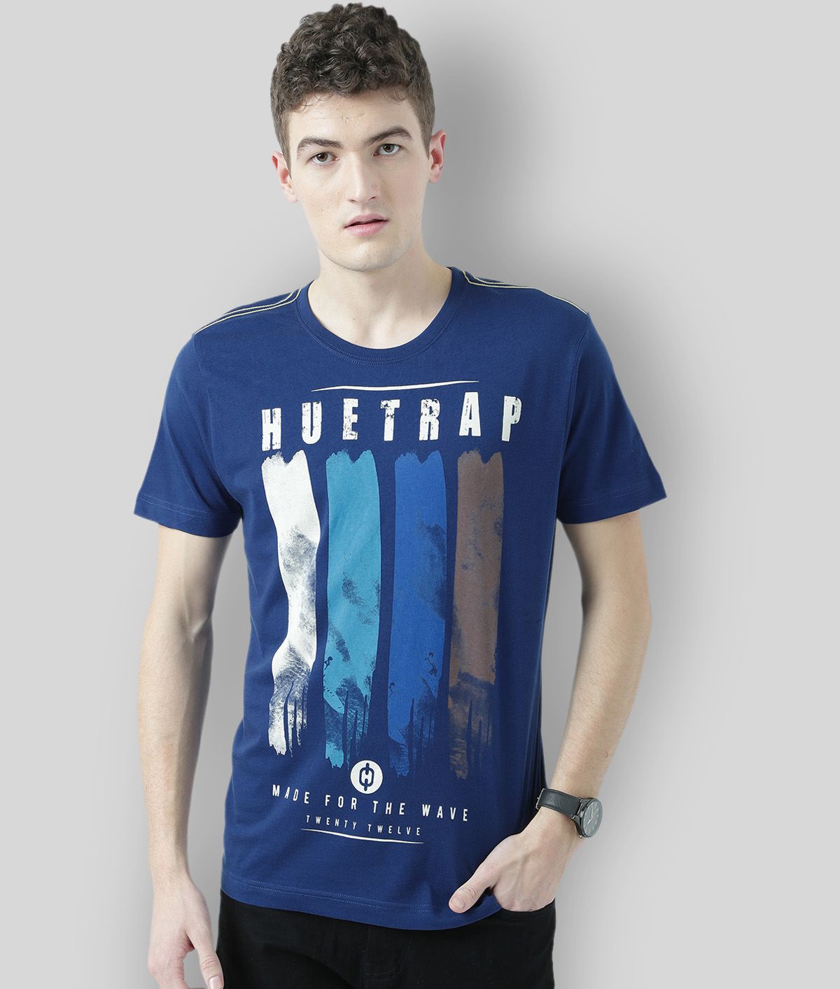     			Huetrap - Navy Blue Cotton Regular Fit Men's T-Shirt ( Pack of 1 )