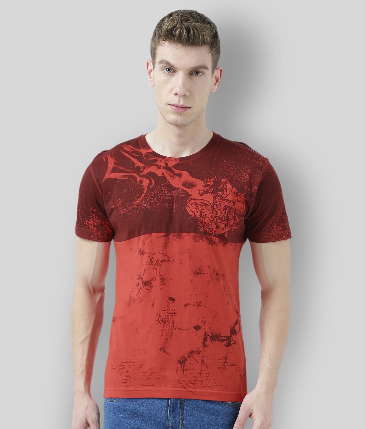     			Huetrap - Red Cotton Regular Fit  Men's T-Shirt ( Pack of 1 )