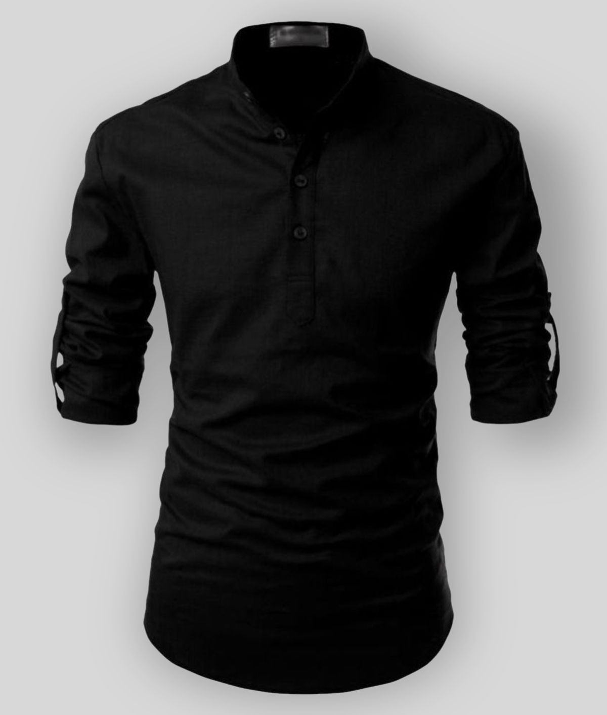     			Life Roads - Black Cotton Men's Shirt Style Kurta ( Pack of 1 )
