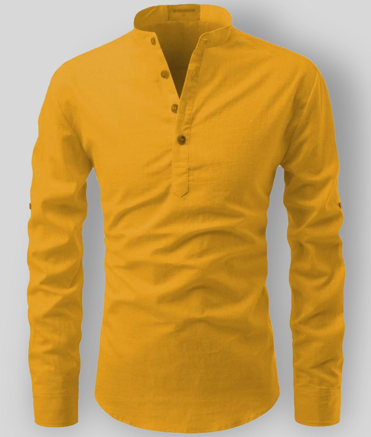     			Life Roads - Yellow Cotton Men's Shirt Style Kurta ( Pack of 1 )