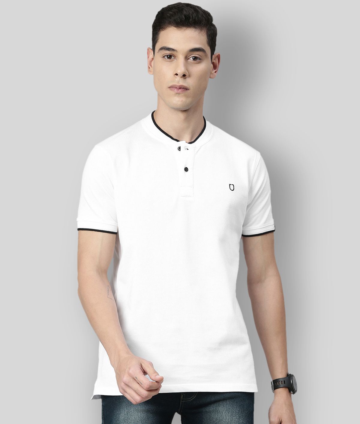     			Urbano Fashion - White Cotton Slim Fit  Men's T-Shirt ( Pack of 1 )