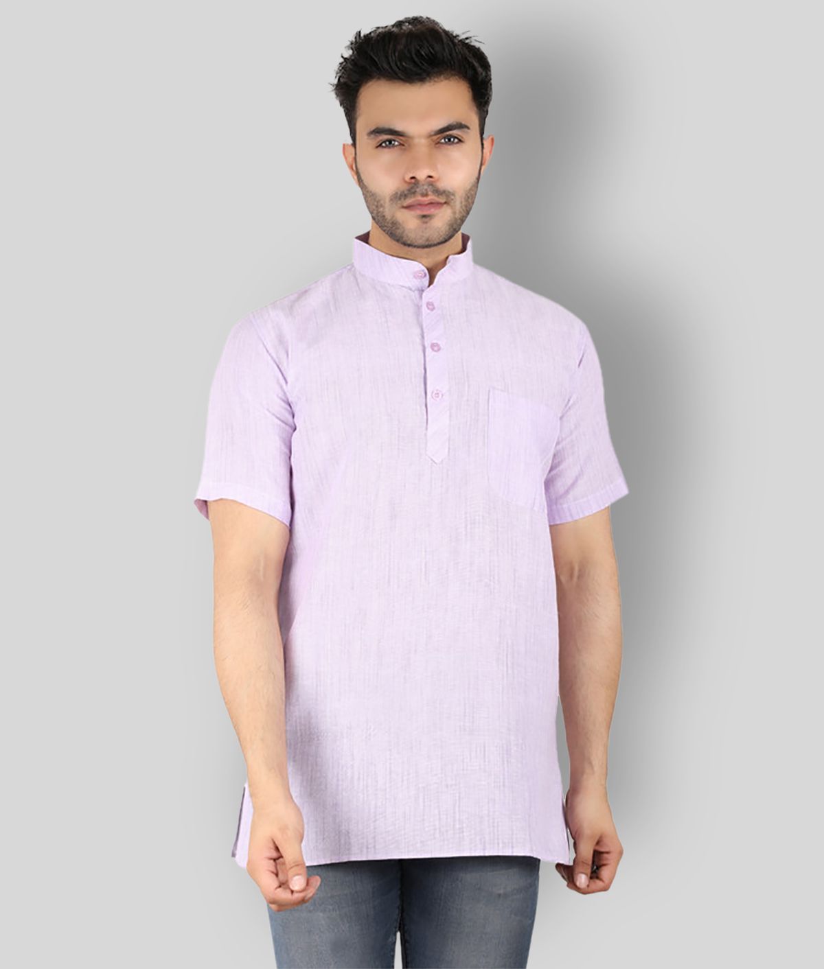     			Latest Chikan Purple Cotton Kurta Single