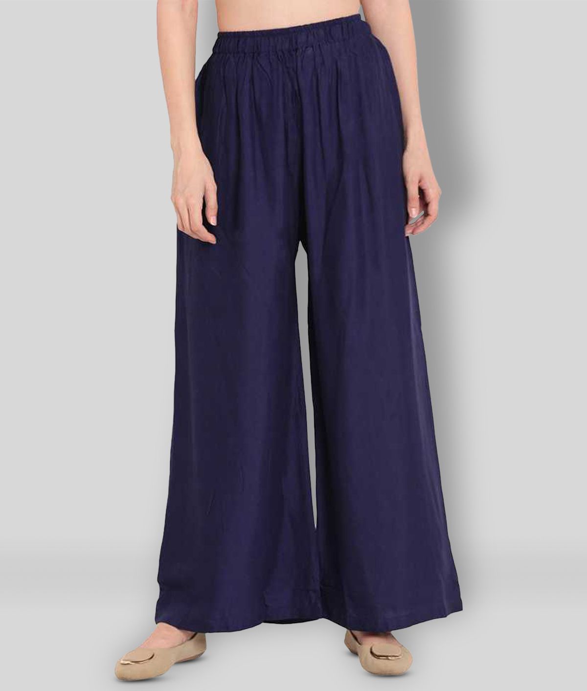     			R L F - Navy Blue Rayon Wide leg Women's Palazzos ( Pack of 1 )