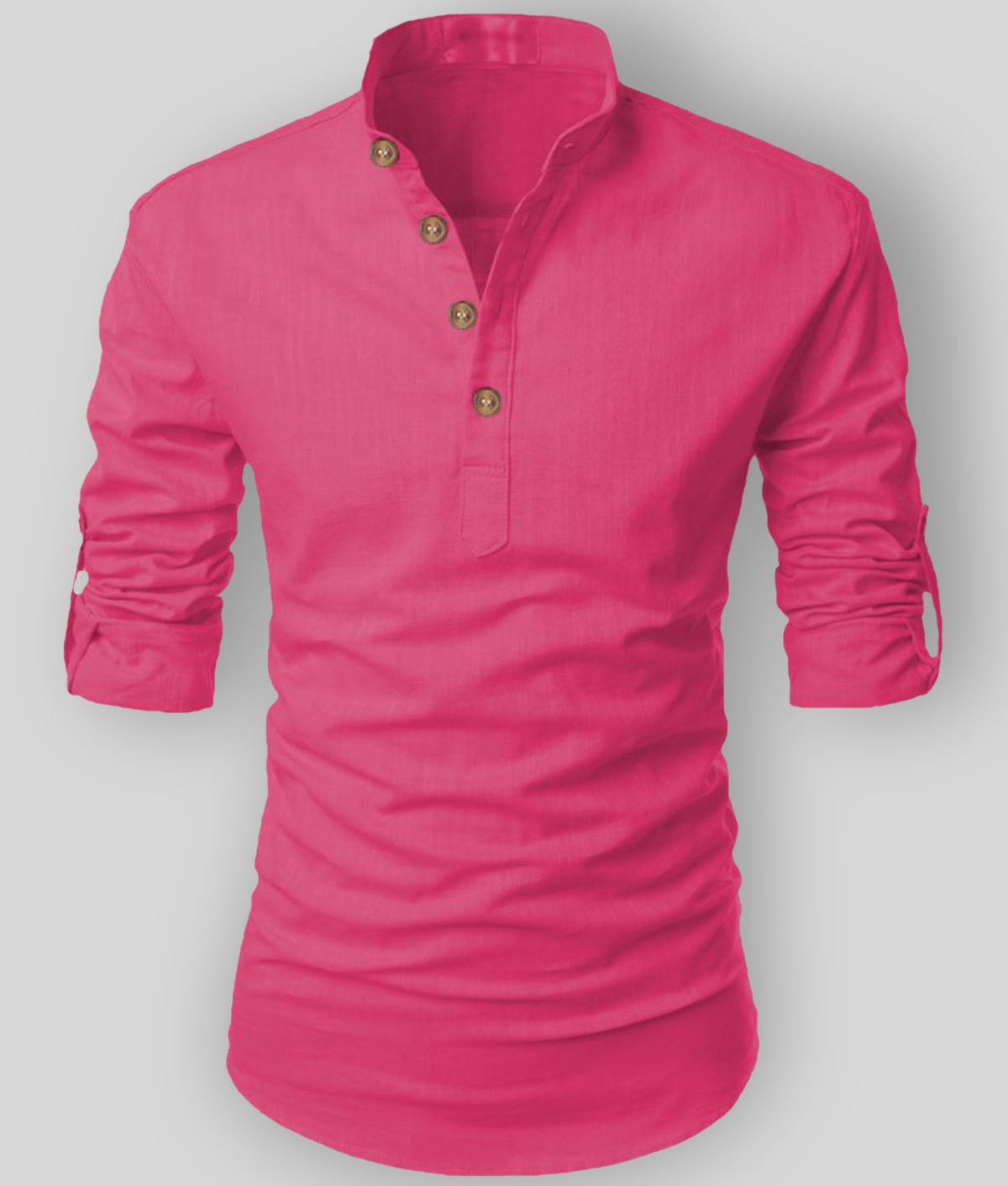     			Vida Loca - Dark Pink Linen Men's Shirt Style Kurta ( Pack of 1 )