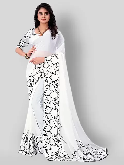 Hot White saree in sequined handwork – Kalindi Sarees