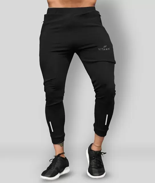 Buy Men Black Solid Slim Fit Casual Track Pants Online - 732303 | Van Heusen