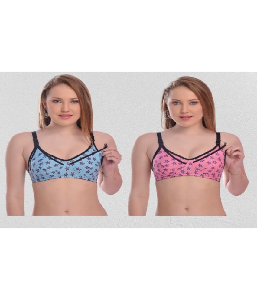     			Desiprime - Multicolor Cotton Printed Women's Maternity Bra ( Pack of 2 )