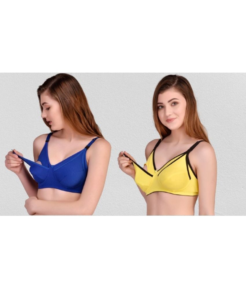     			Desiprime - Multicolor Cotton Solid Women's Maternity Bra ( Pack of 2 )