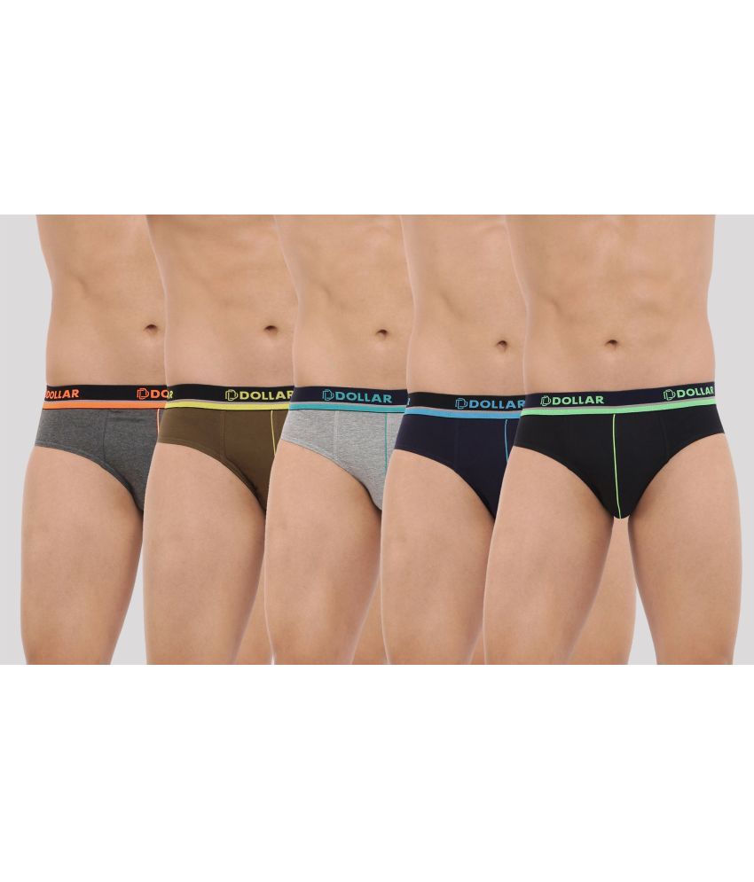     			Pack of 5 Dollar Bigboss Assorted Solid Cotton Blend Men Brief