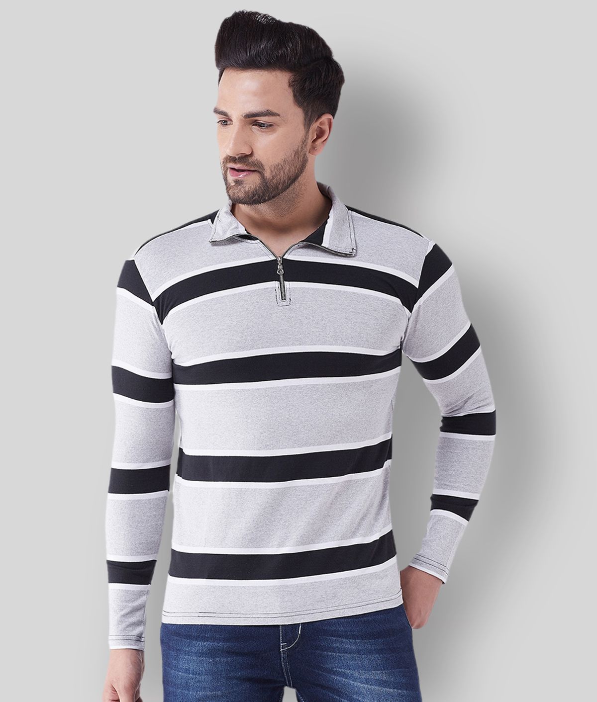 Gritstones - Grey Cotton Blend Regular Fit Men's Polo T Shirt ( Pack of 1 )