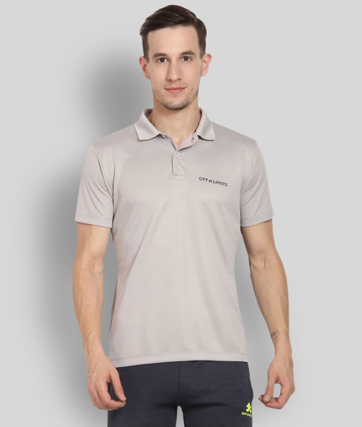     			OFF LIMITS - Light Grey Polyester Regular Fit Men's Sports Polo T-Shirt ( Pack of 1 )
