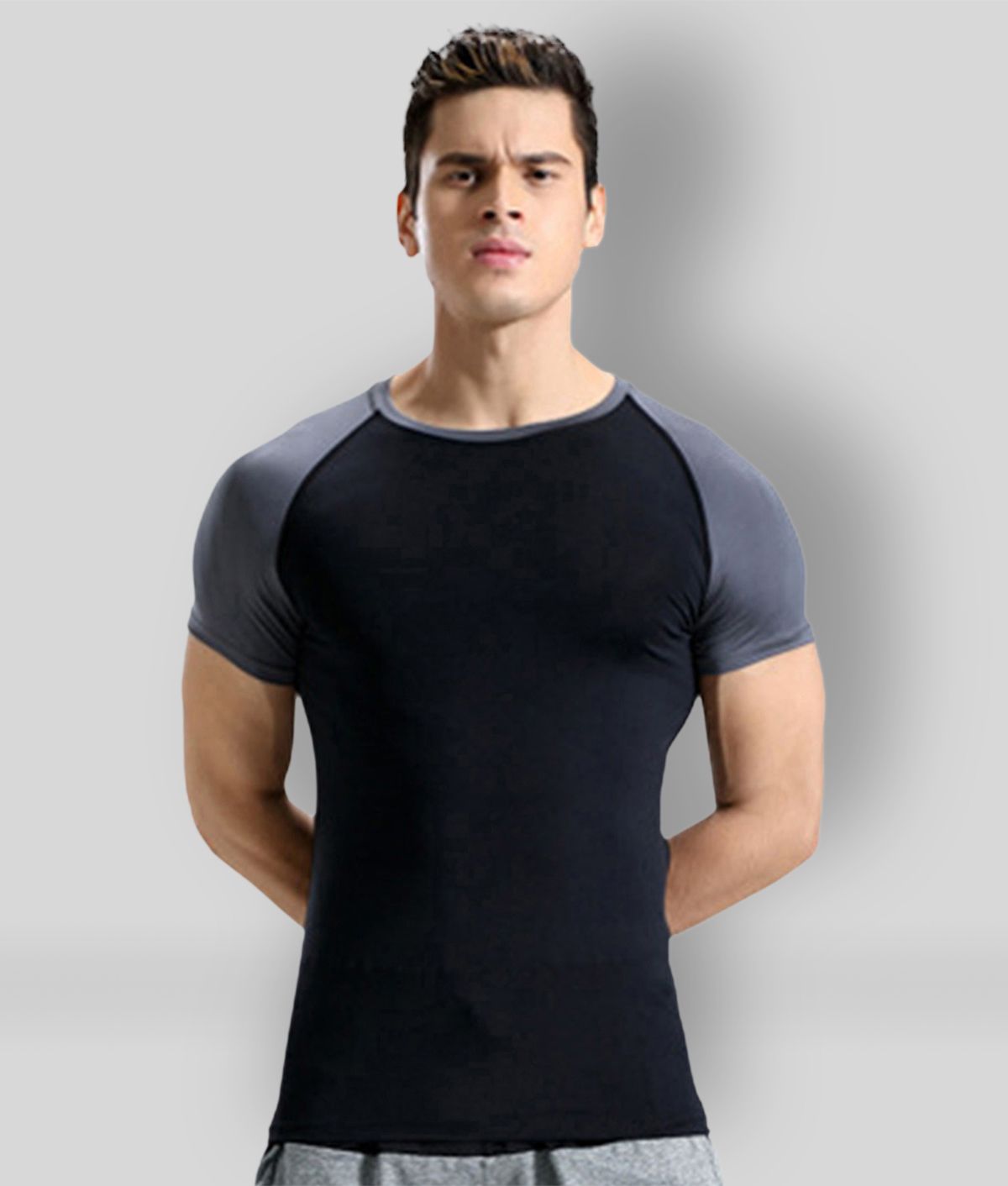 Zesteez Black Polyester Lycra T-Shirt