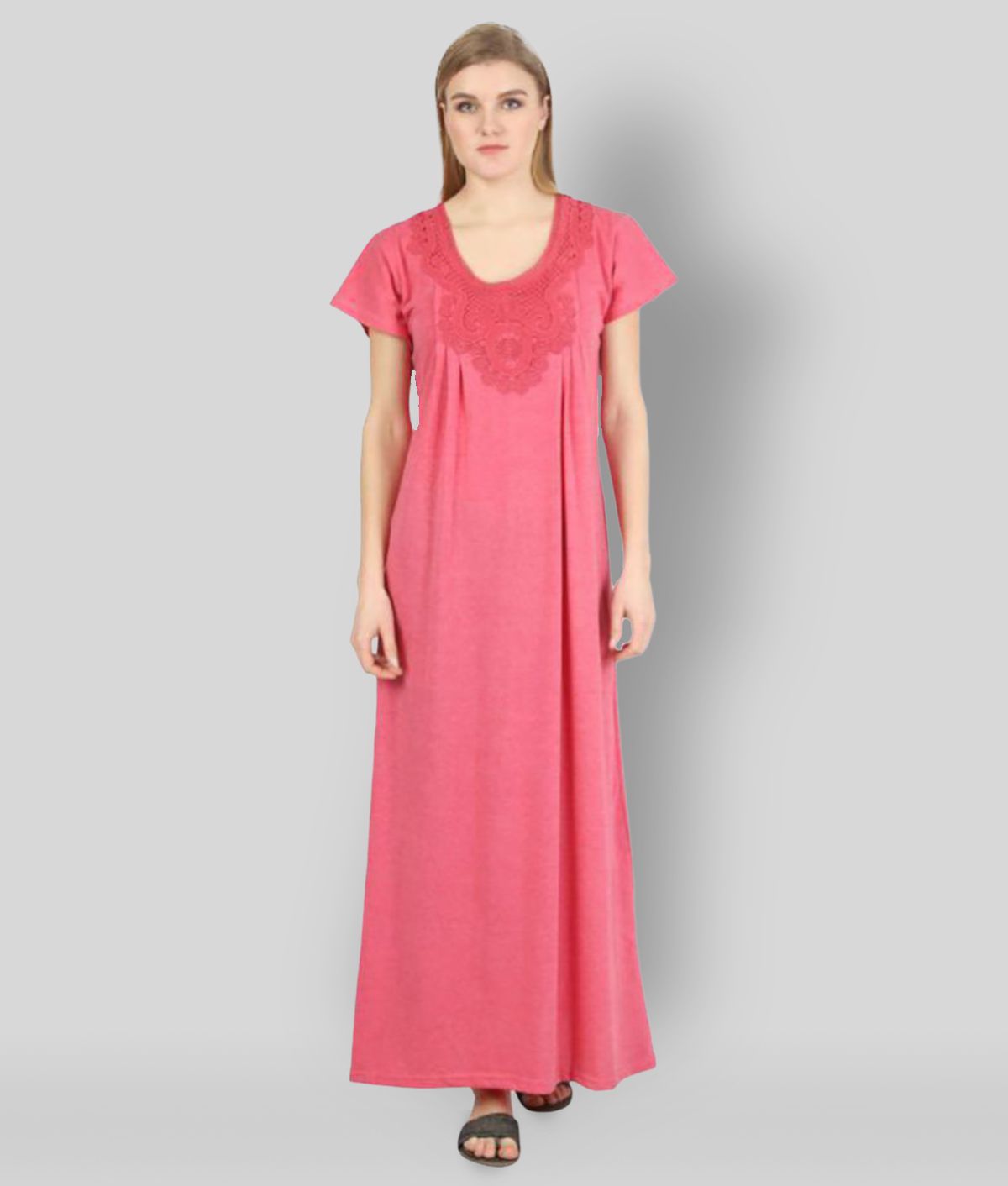 Affair - Pink Cotton Women's Nightwear Nighty & Night Gowns ( Pack of 1 )