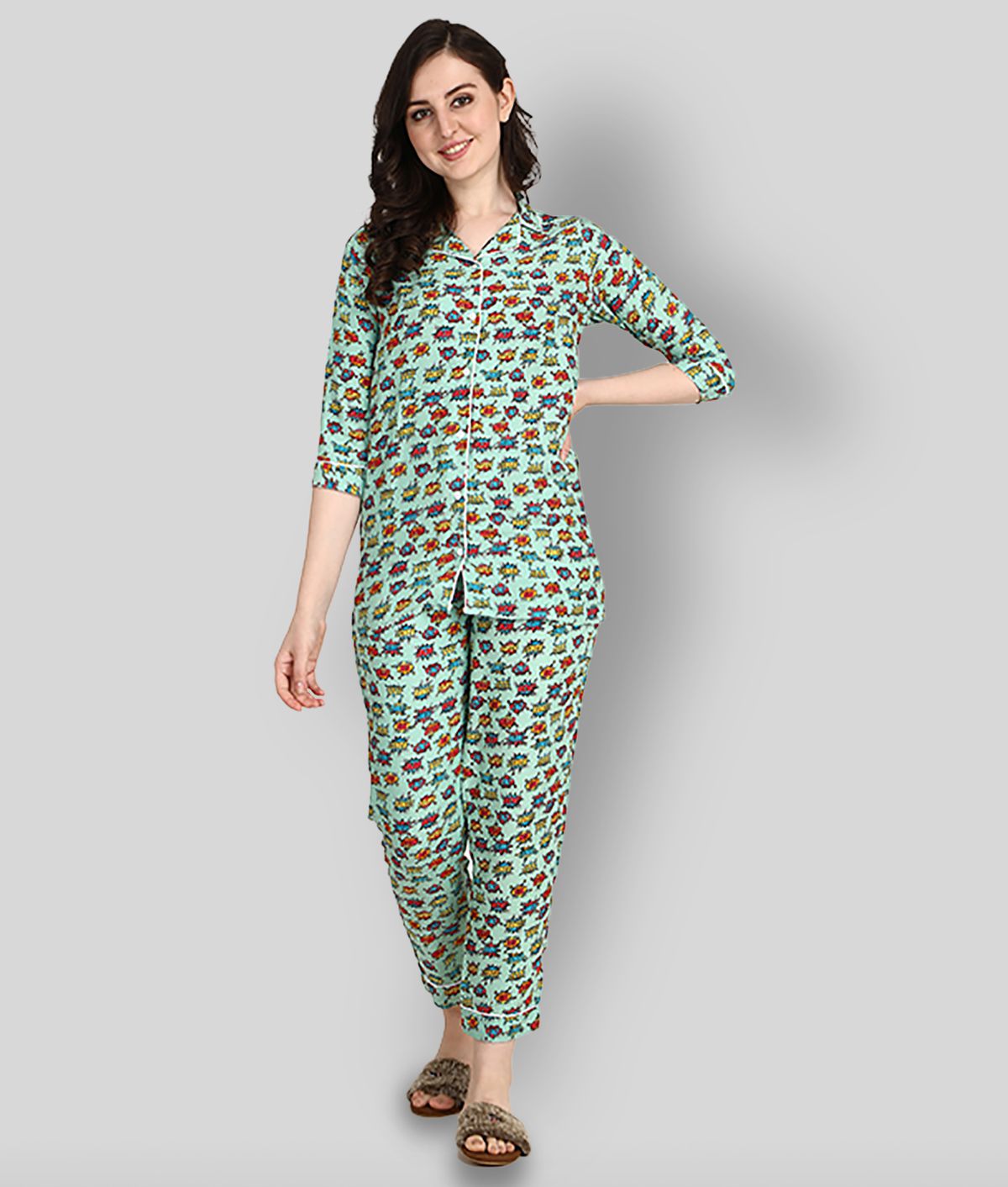     			Berrylicious - Green Rayon Women's Nightwear Nightsuit Sets ( Pack of 1 )