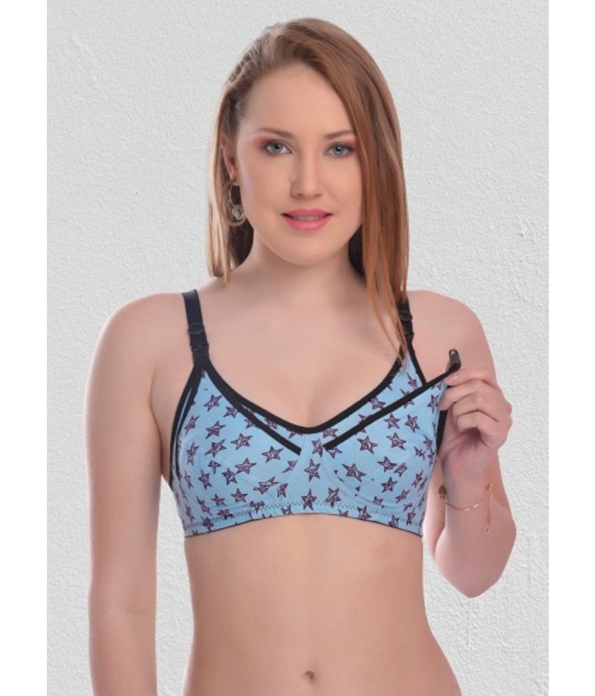     			Desiprime - Blue Cotton Printed Women's Maternity Bra ( Pack of 1 )