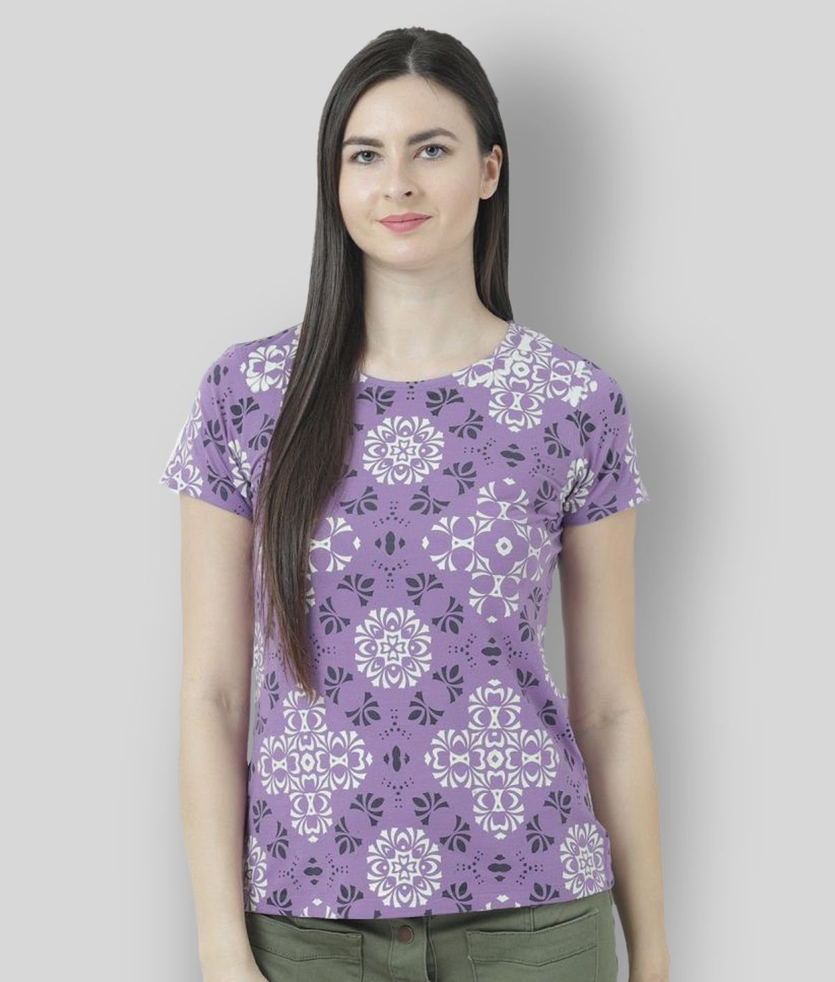     			Huetrap - Purple Cotton Regular Fit Women's T-Shirt ( Pack of 1 )