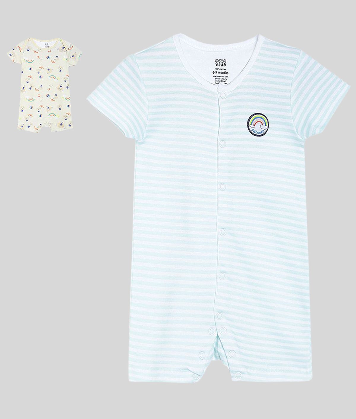     			MINI KLUB Pack of 2 Multi Color Romper For Boys