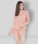 Clovia - Pink Cotton Women's Nightwear Nightsuit Sets ( Pack of 2 )