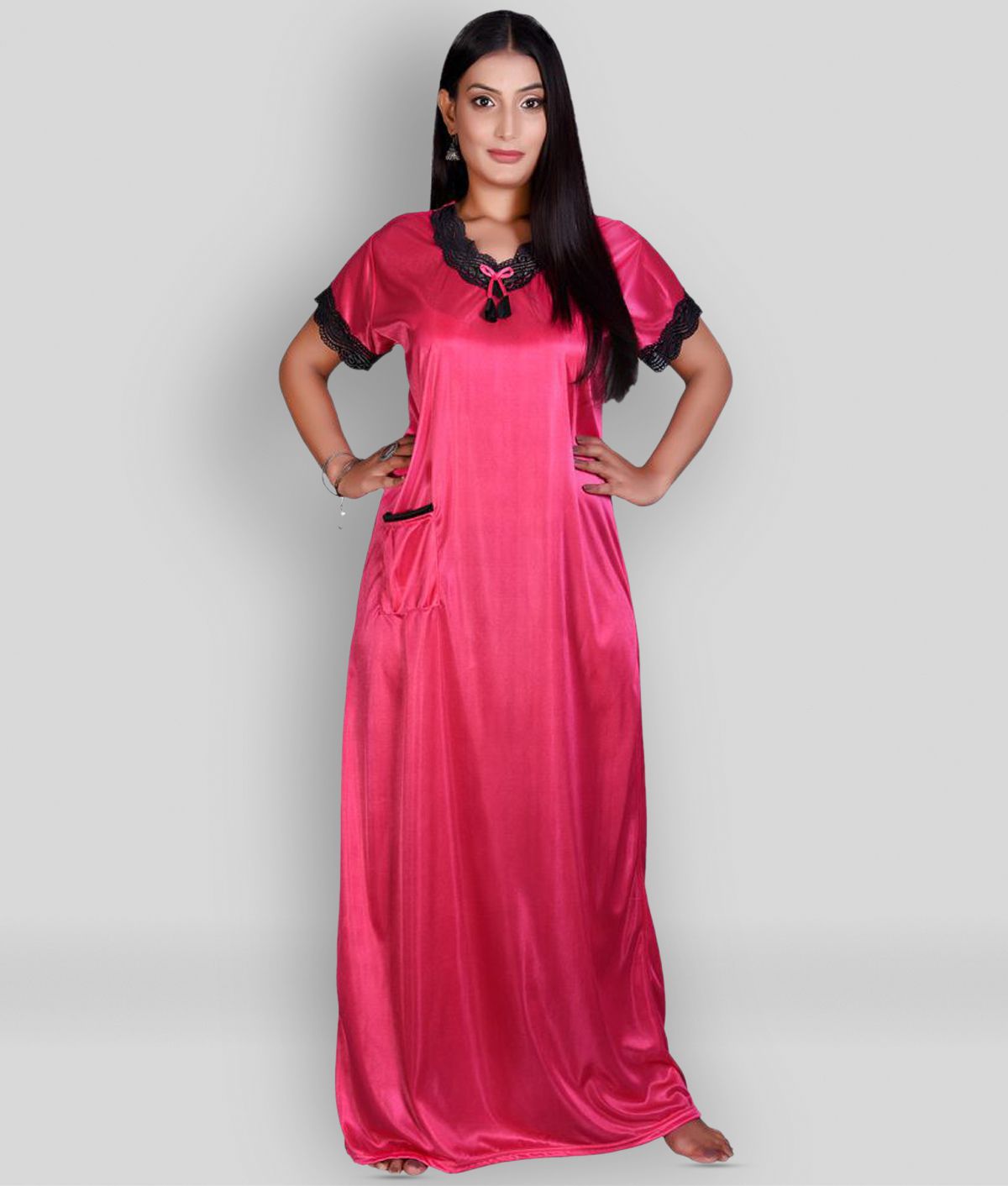 Apratim Satin Nighty & Night Gowns - Pink