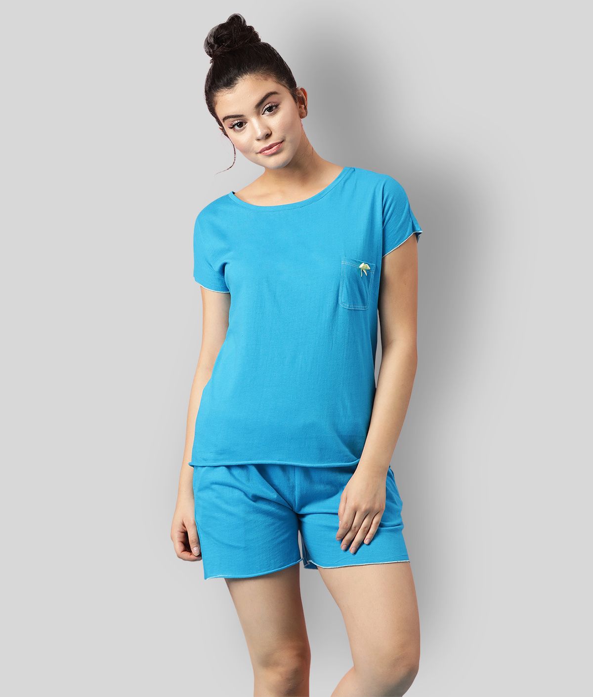     			Clovia - Blue Cotton Women's Nightwear Nightsuit Sets