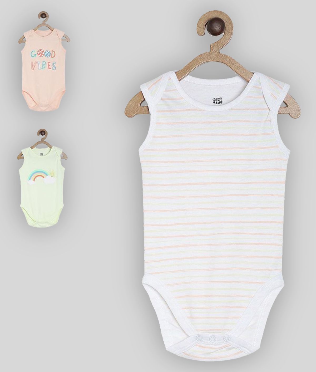     			MINI KLUB Pack of 3 Baby Boys 100% Cotton Bodysuit ( Multi Color )