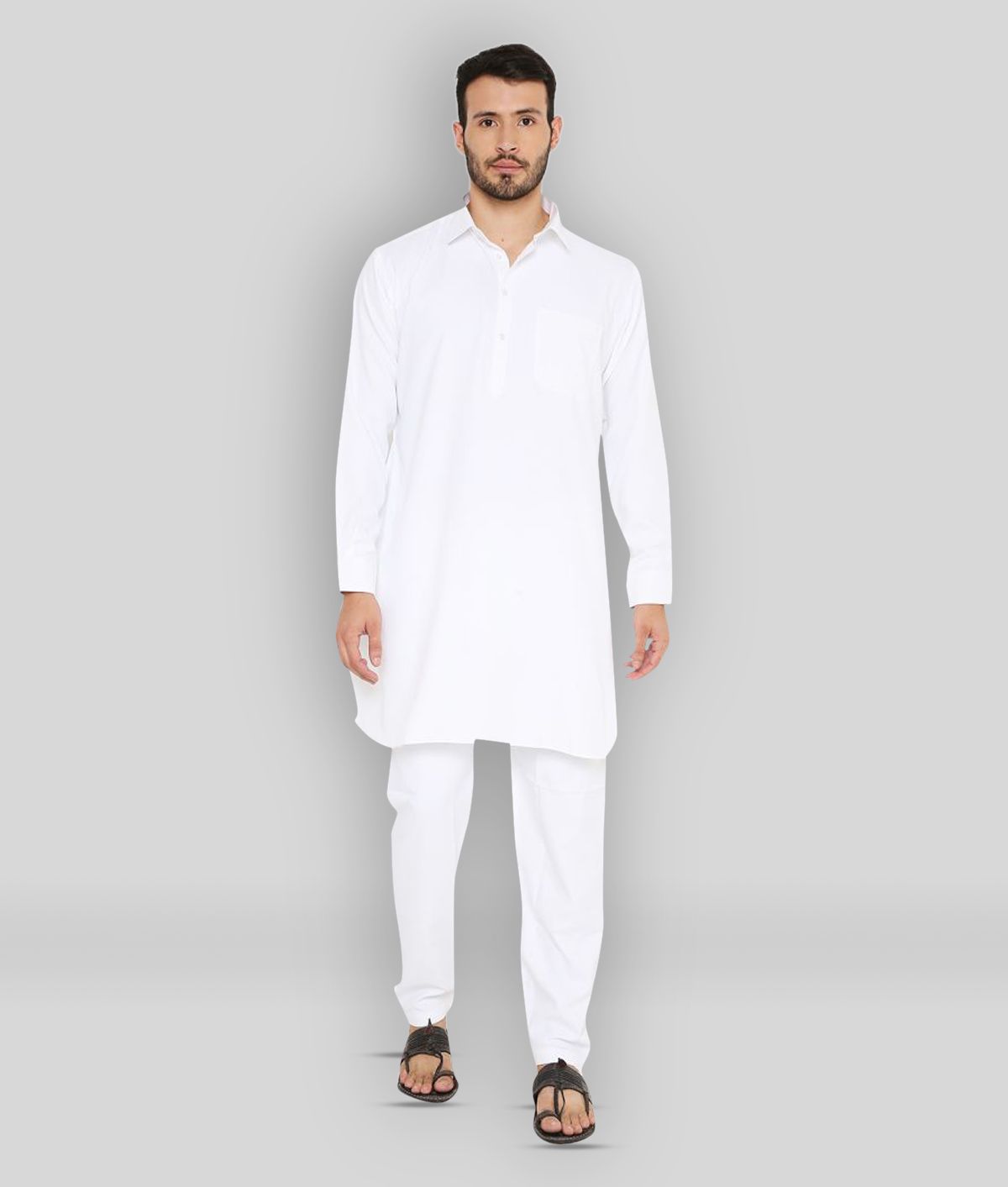     			Maharaja White Polyester Blend Kurta Pyjama Set