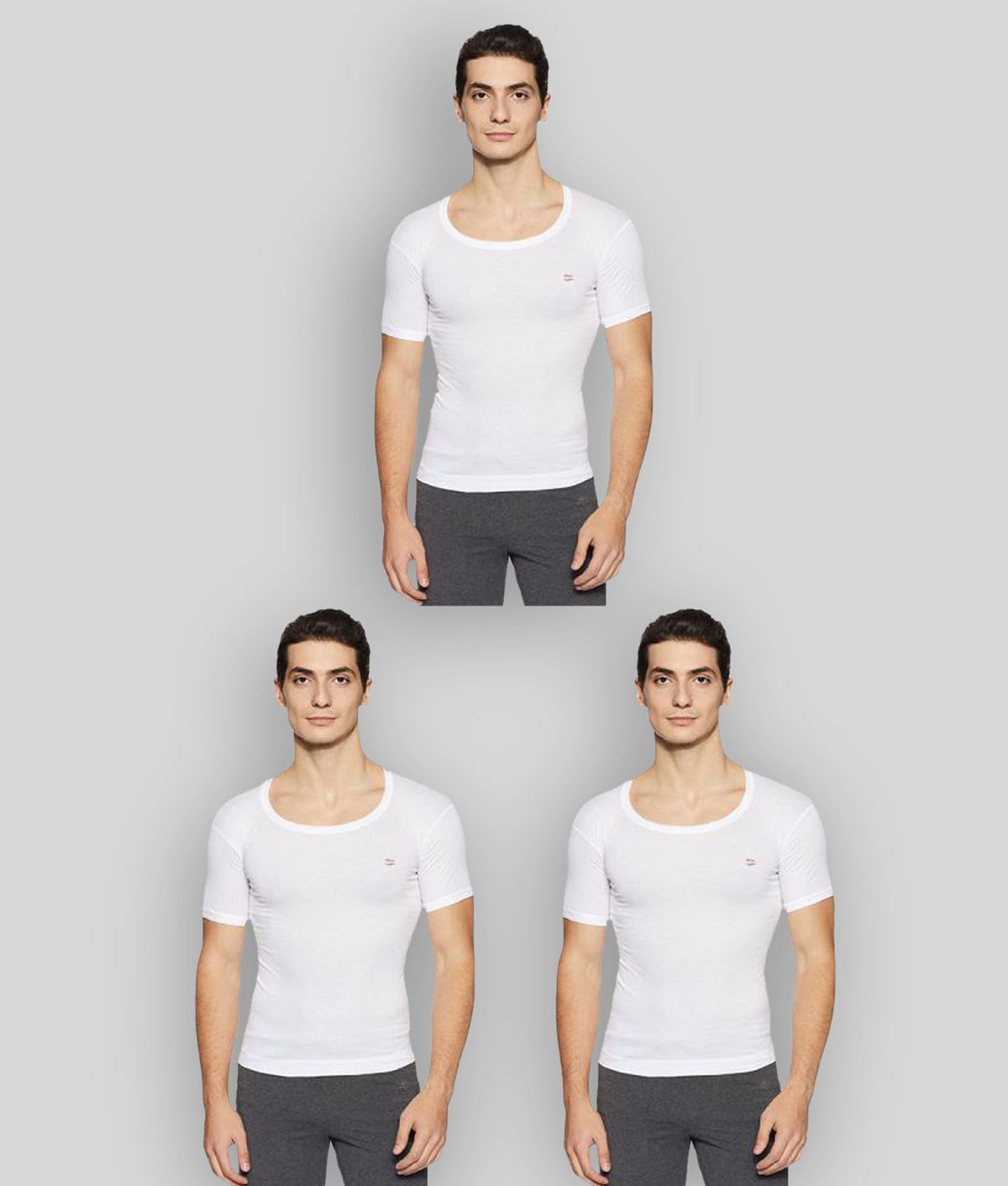     			Rupa Frontline - White Cotton Men's Vest ( Pack of 3 )