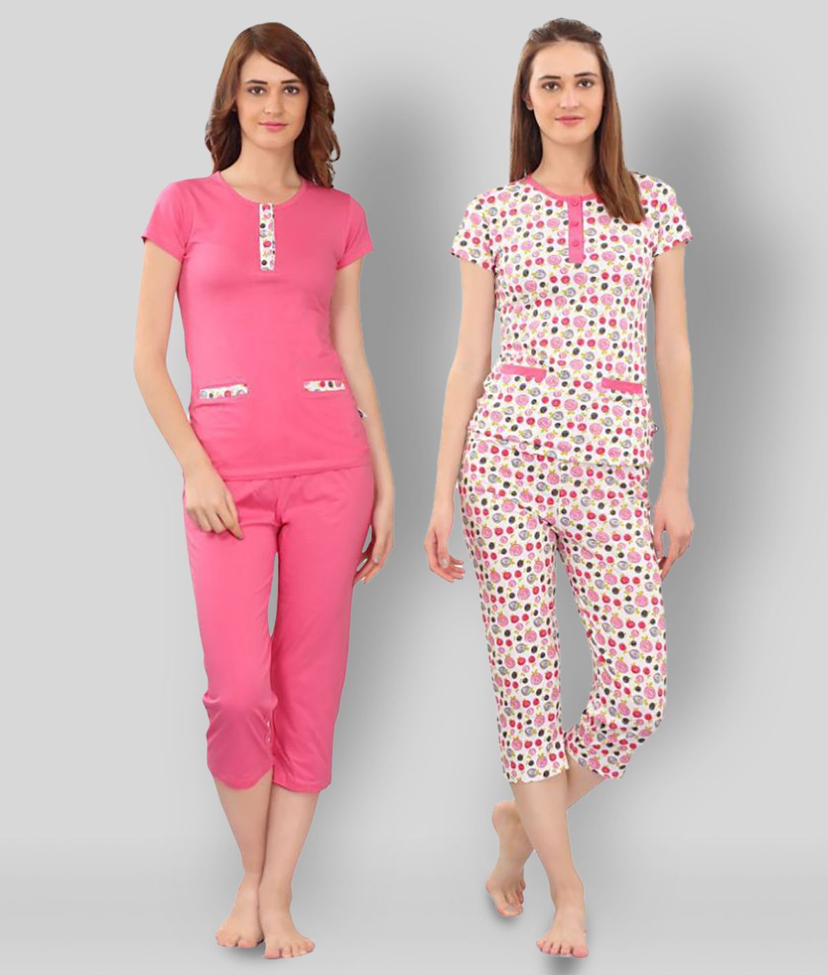     			Zebu - Multicolor Cotton Women's Nightwear Nightsuit Sets ( Pack of 2 )